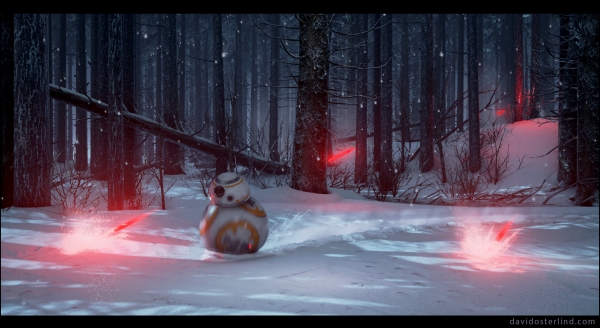 BB-8 в снежном лесу