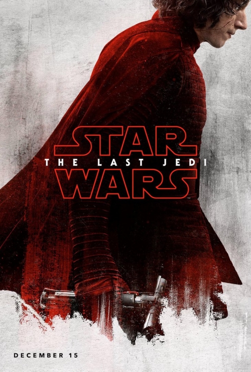Красные постеры с персонажами фильма "Звездные Войны: Последние Джедаи"